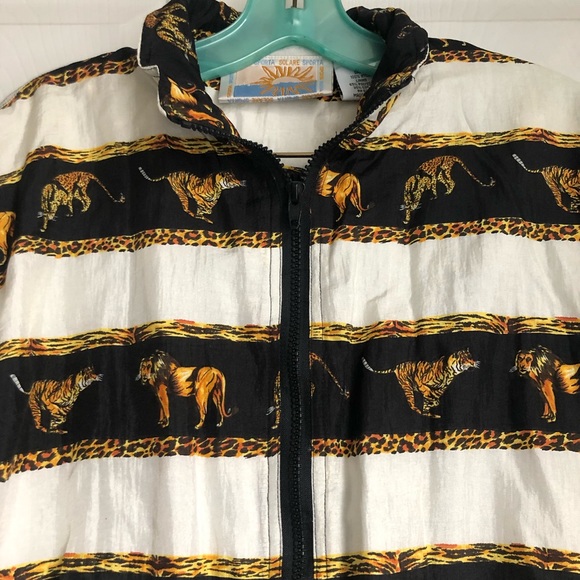 Vintage track suit size Medium SOLARE SPORTA Lion vs Tiger white black and gold - Picture 4 of 16